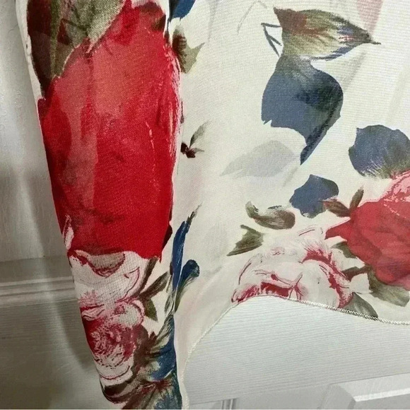 Kimono Sheer Floral  White / Red / Blue Size - Picture 15 of 16